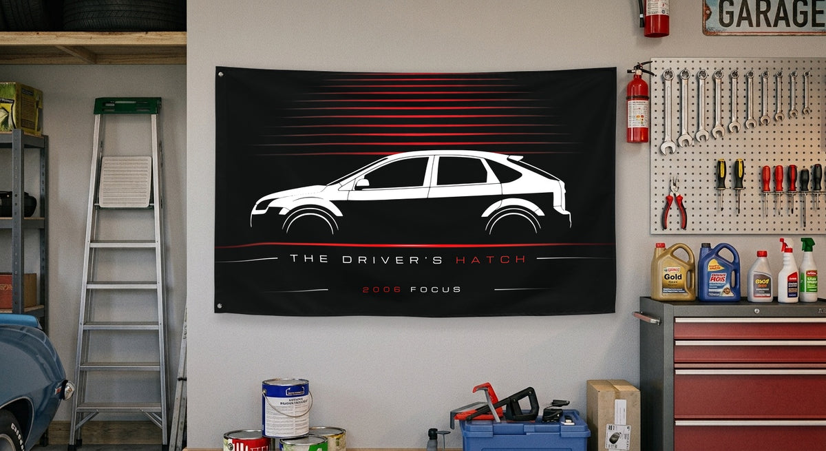 Ford Focus 2006 car silhouette flag - Garage Wall