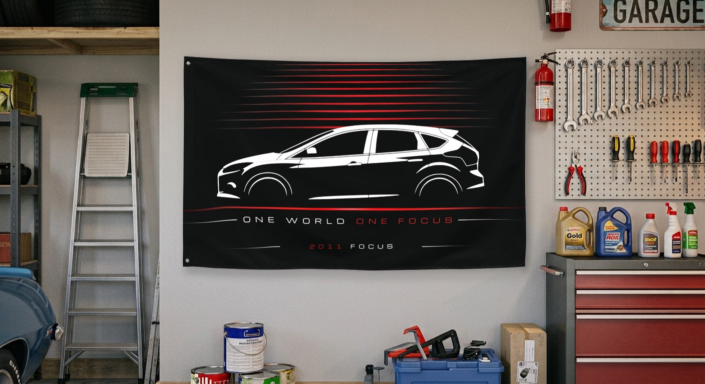 Ford Focus 2011 car silhouette flag - Garage Wall