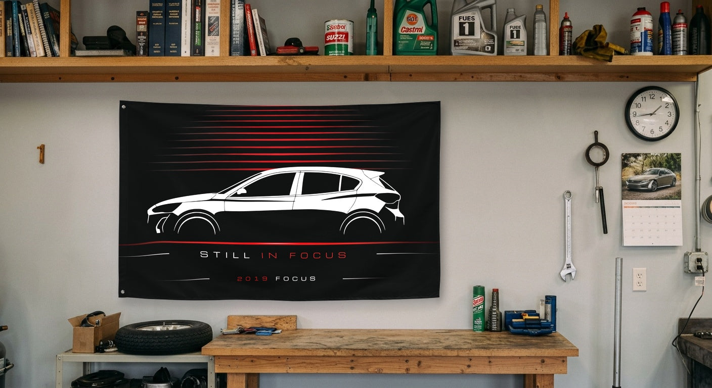 Ford Focus 2019 car silhouette flag - Garage Workbench