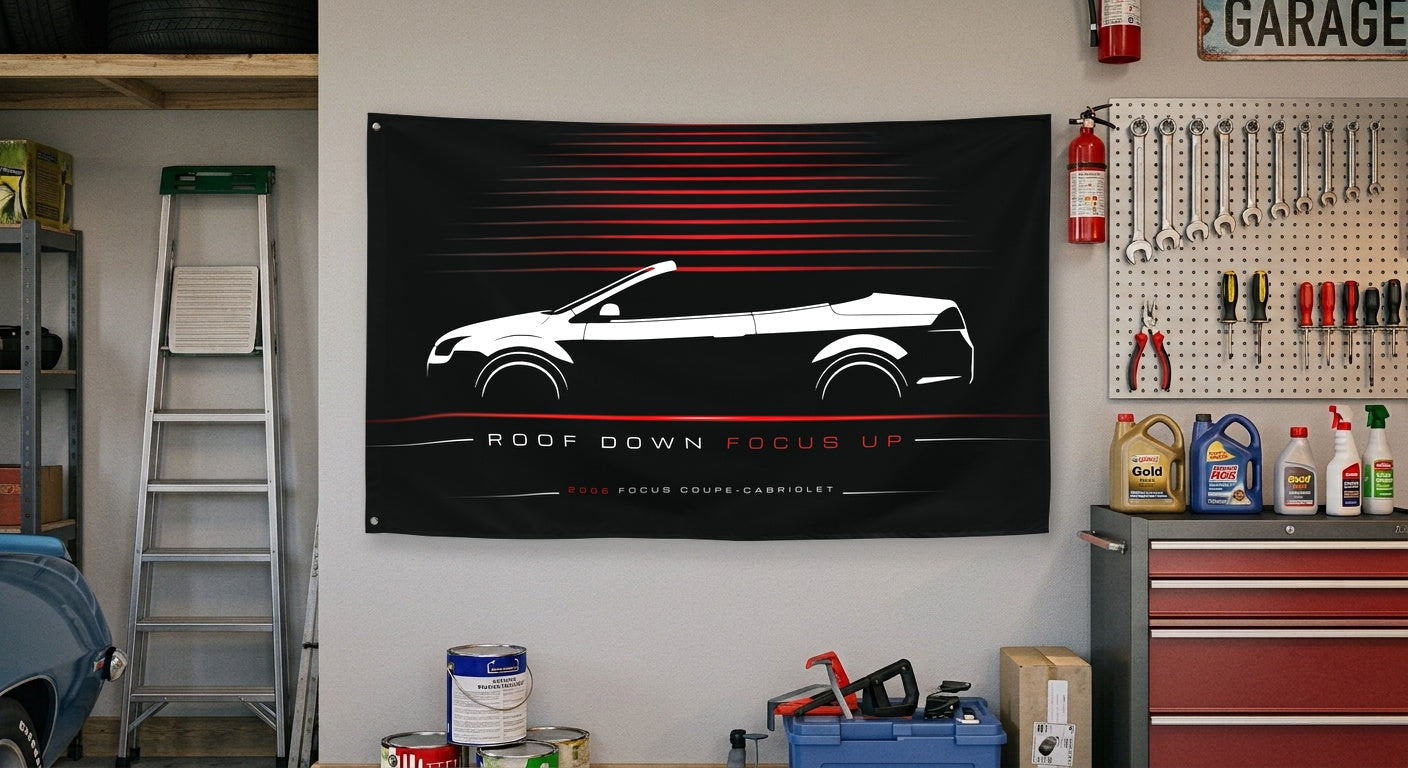 Ford Focus Coupe-Cabriolet 2006 car silhouette flag - Garage Wall