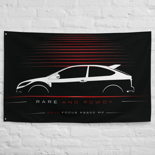 Ford Focus RS500 Mk II 2010 car silhouette flag - White Brick Wall