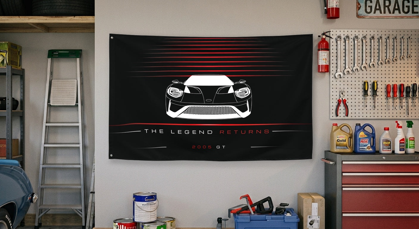 Ford GT Supercar 2005 car silhouette flag - Garage Wall