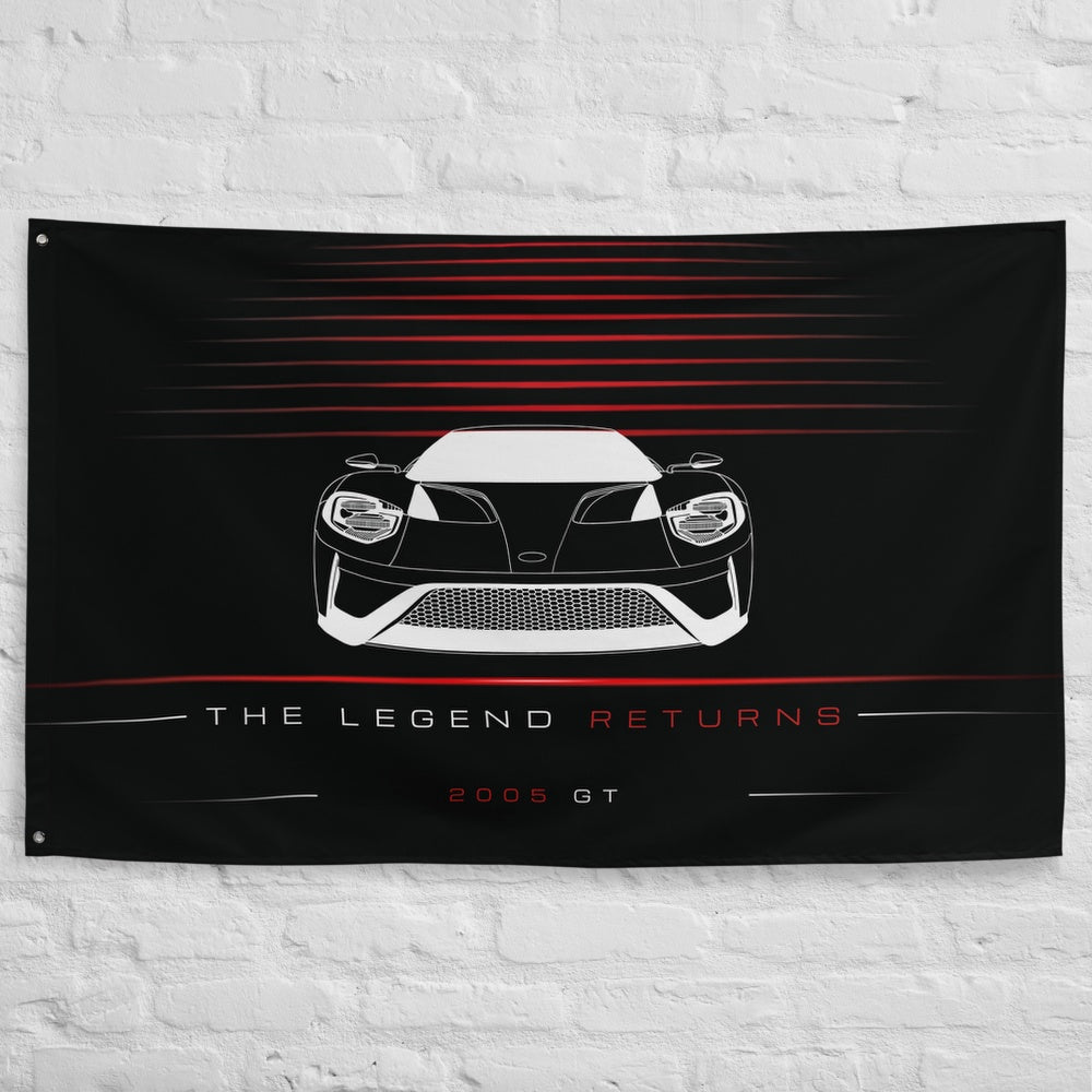 Ford GT Supercar 2005 car silhouette flag - White Brick Wall