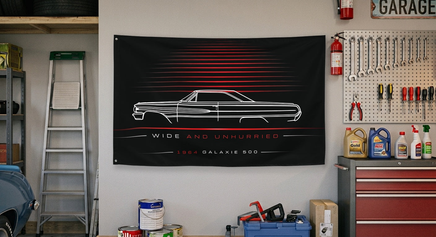 Ford Galaxie 500 1964 car silhouette flag - Garage Wall