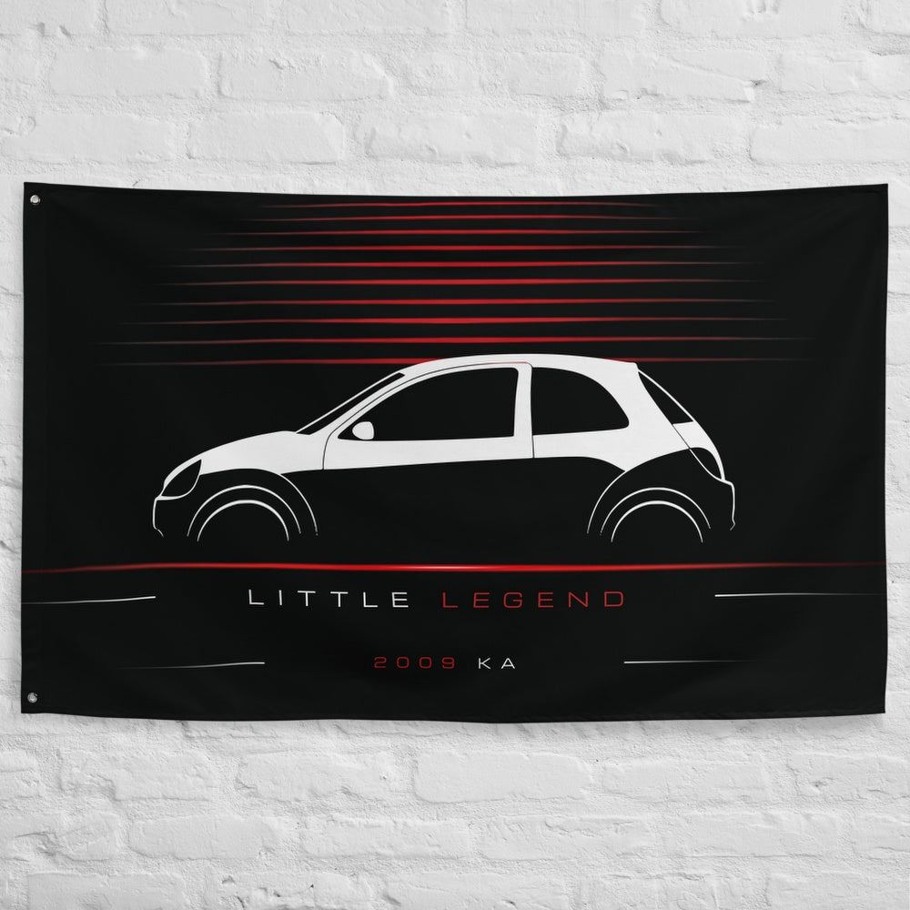 Ford Ka 2009 car silhouette flag - White Brick Wall