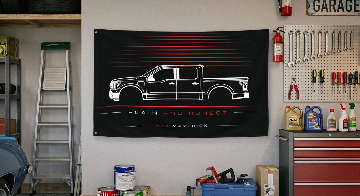 Ford Maverick 1973 car silhouette flag - Garage Wall