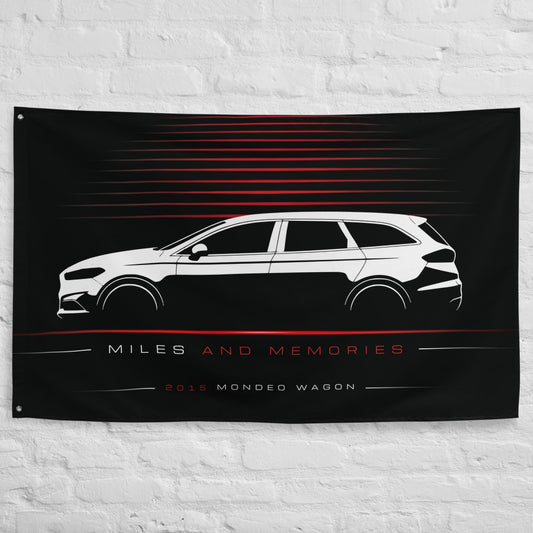 Ford Mondeo Wagon 2015 car silhouette flag - White Brick Wall