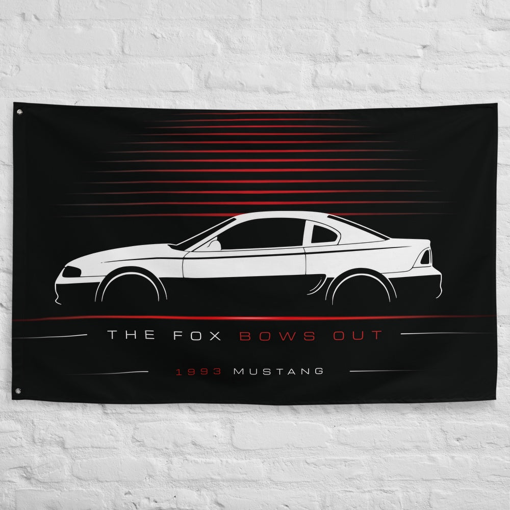 Ford Mustang 1993 car silhouette flag - White Brick Wall