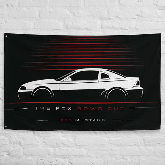 Ford Mustang 1993 car silhouette flag - White Brick Wall