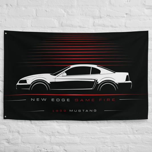 Ford Mustang 1999 car silhouette flag - White Brick Wall
