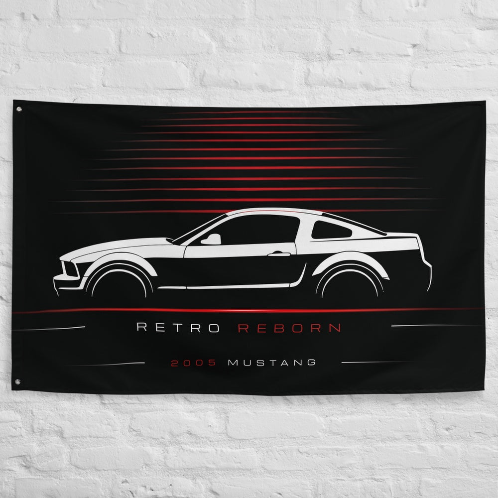 Ford Mustang 2005 car silhouette flag - White Brick Wall