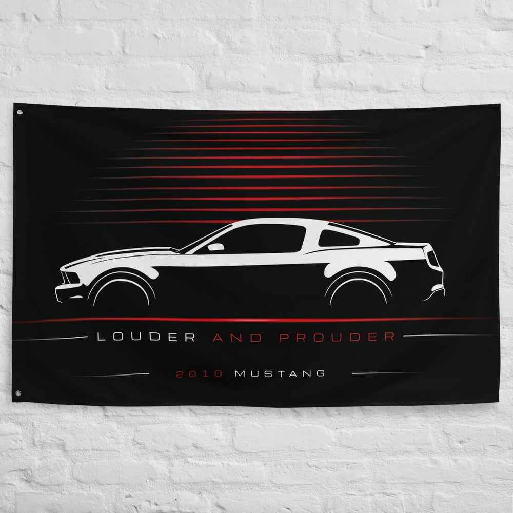 Ford Mustang 2010 car silhouette flag - White Brick Wall