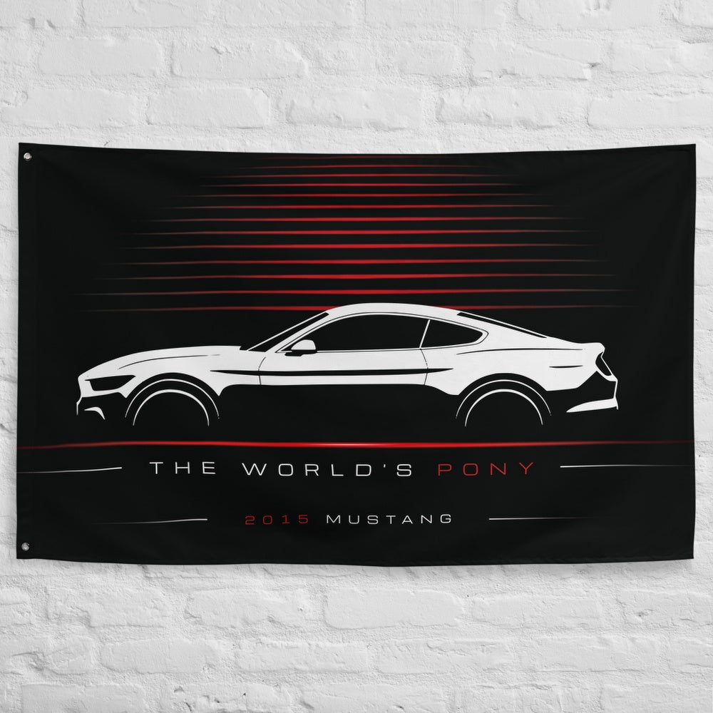Ford Mustang 2015 car silhouette flag - White Brick Wall