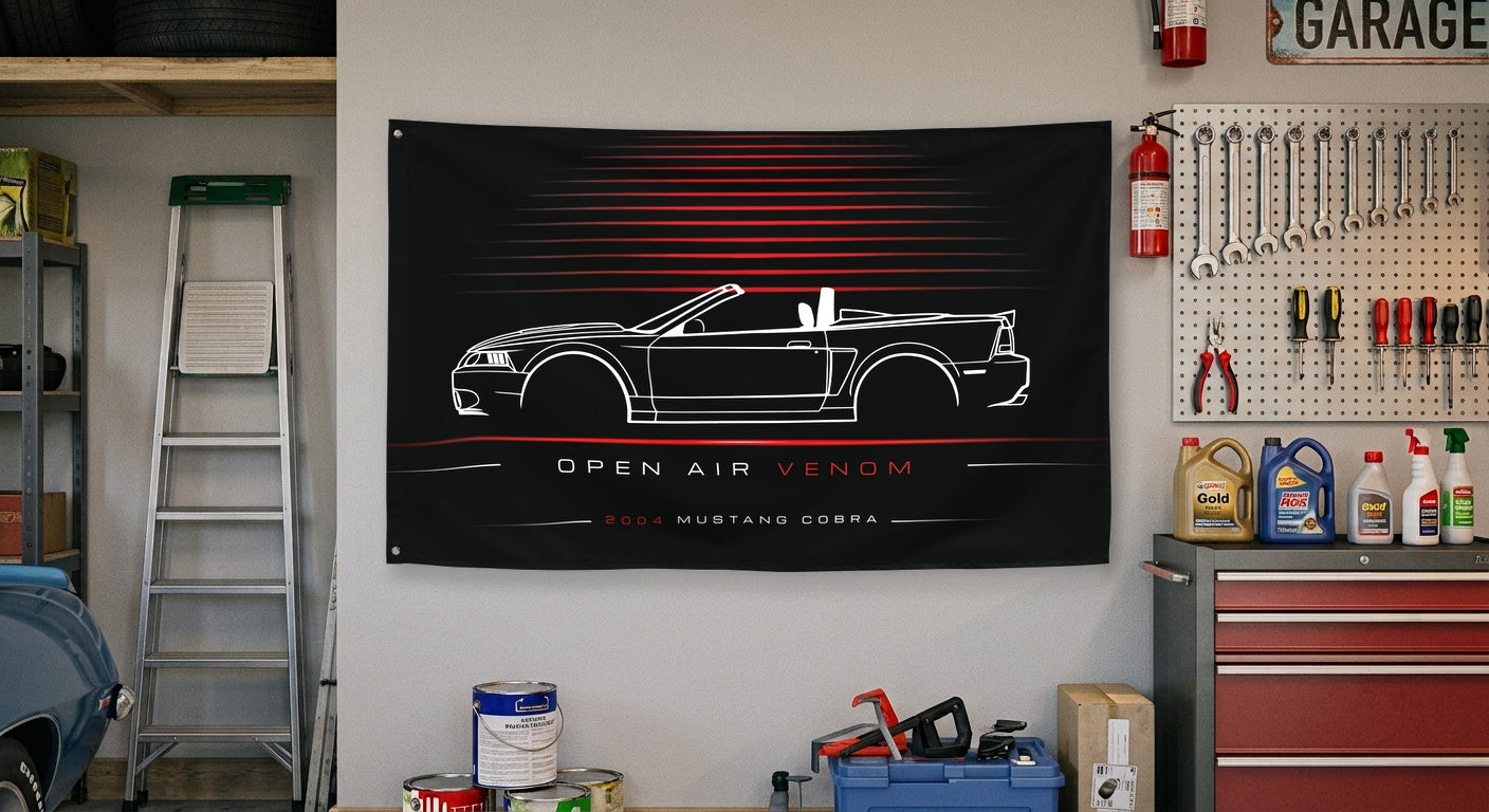 Ford Mustang Cobra Convertible 2004 car silhouette flag - Garage Wall