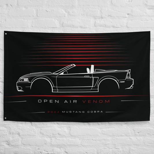 Ford Mustang Cobra Convertible 2004 car silhouette flag - White Brick Wall