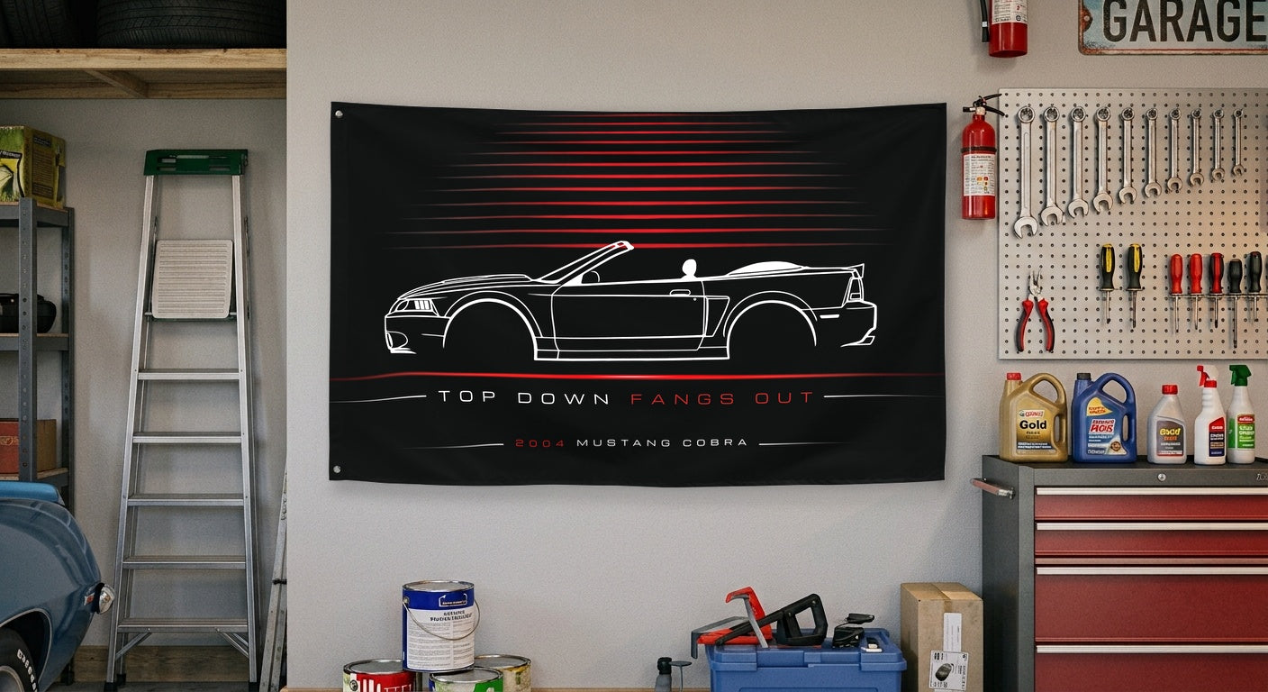 Ford Mustang Cobra Convertible 2004 car silhouette flag - Garage Wall