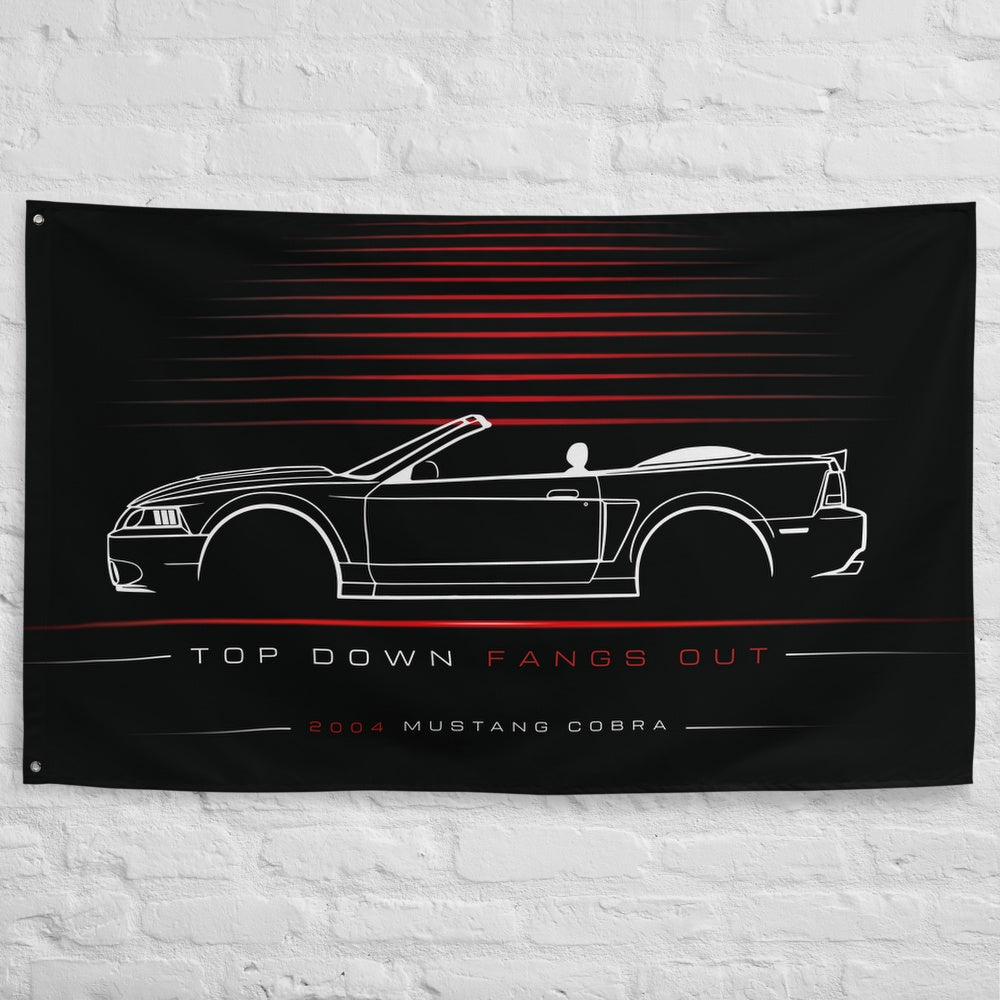 Ford Mustang Cobra Convertible 2004 car silhouette flag - White Brick Wall