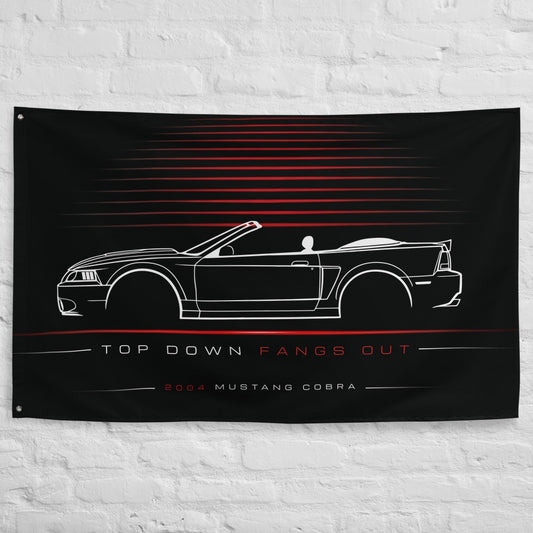 Ford Mustang Cobra Convertible 2004 car silhouette flag - White Brick Wall