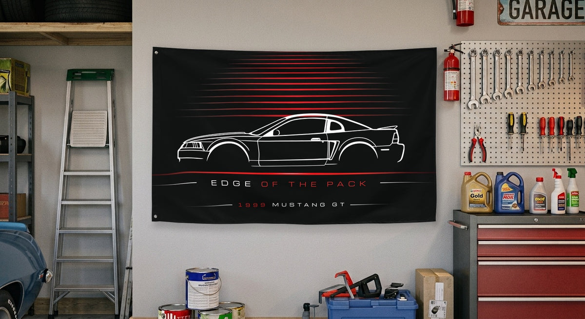 Ford Mustang GT 1999 car silhouette flag - Garage Wall