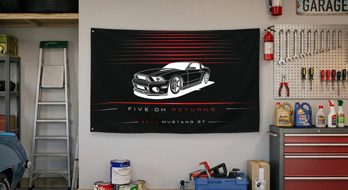 Ford Mustang GT 2011 car silhouette flag - Garage Wall