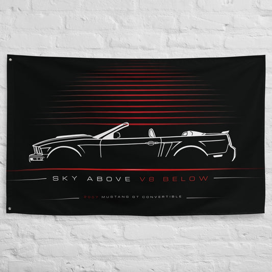Ford Mustang GT Convertible 2007 car silhouette flag - White Brick Wall