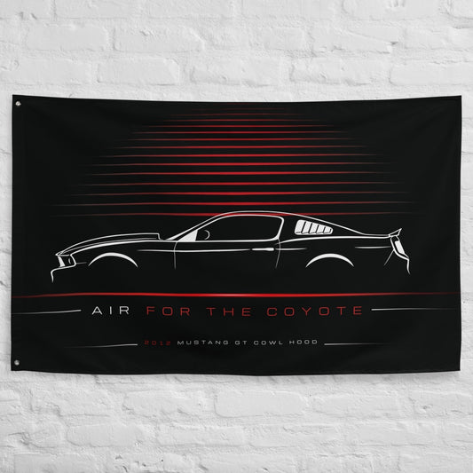 Ford Mustang GT Cowl Hood 2012 car silhouette flag - White Brick Wall
