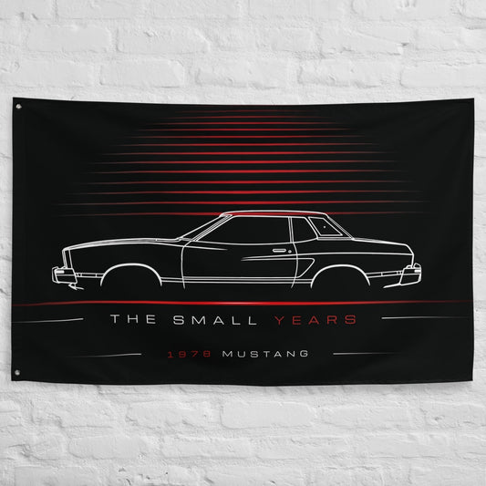Ford Mustang II 1978 car silhouette flag - White Brick Wall
