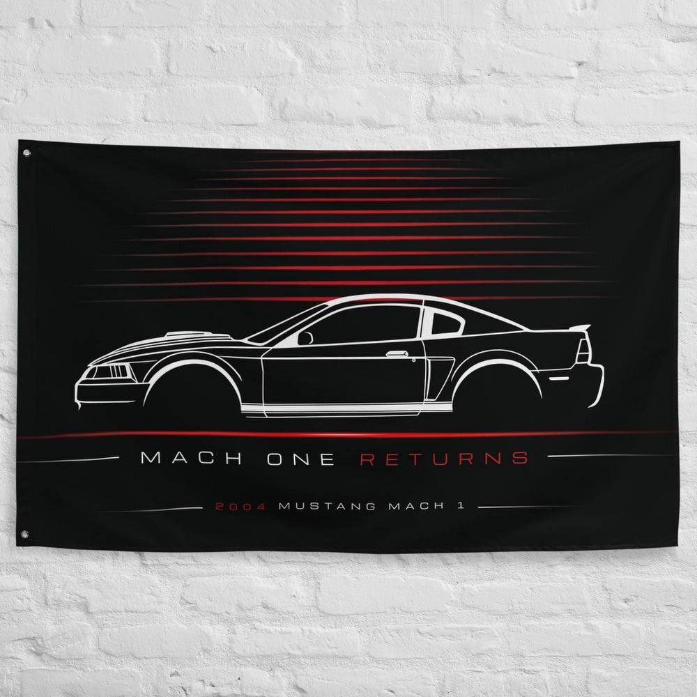 Ford Mustang Mach 1 2004 car silhouette flag - White Brick Wall