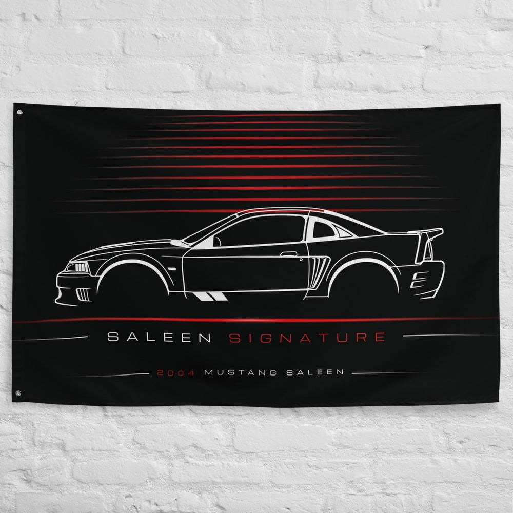 Ford Mustang Saleen 2004 car silhouette flag - White Brick Wall