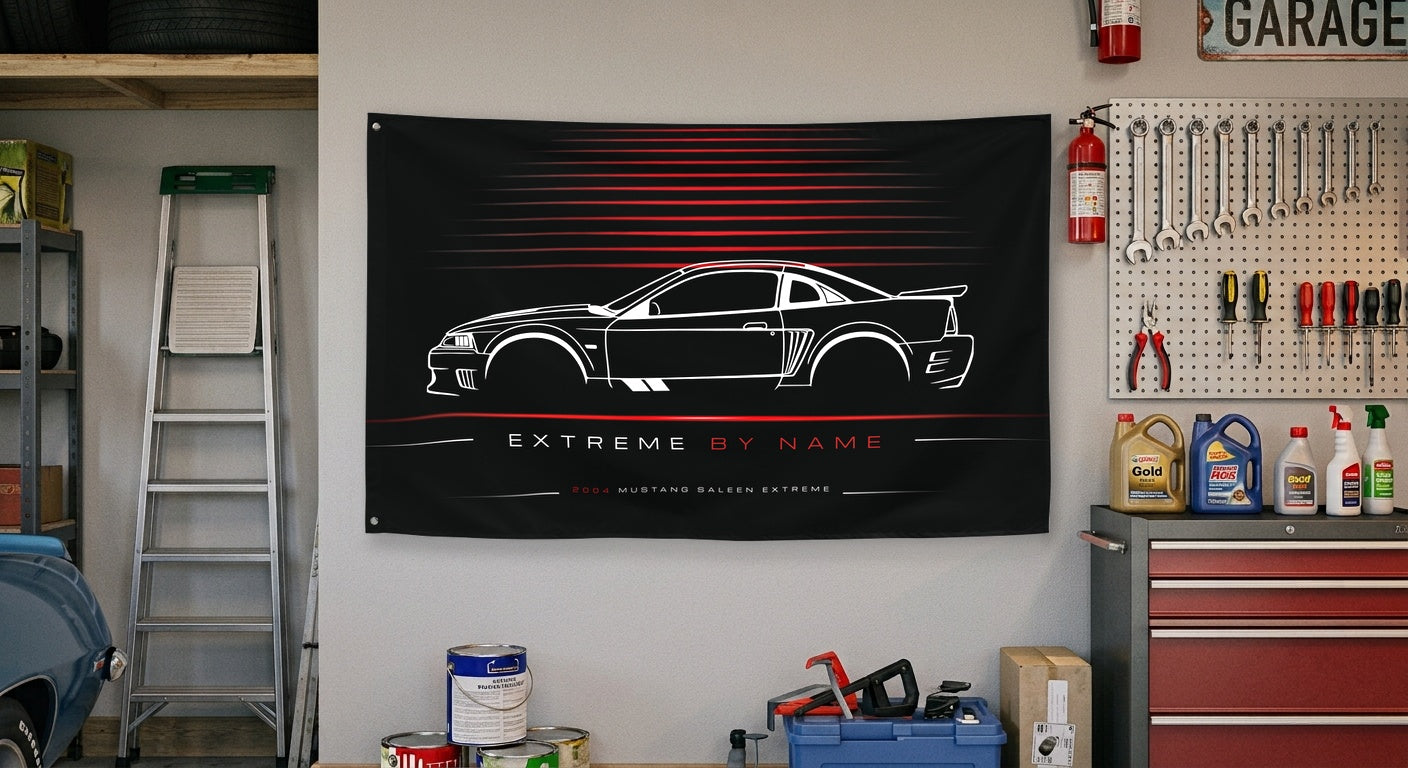 Ford Mustang Saleen Extreme 2004 car silhouette flag - Garage Wall