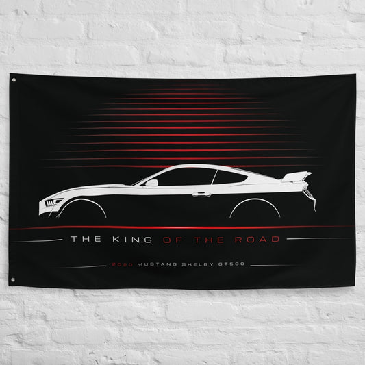 Ford Mustang Shelby GT500 II 2020 car silhouette flag - White Brick Wall