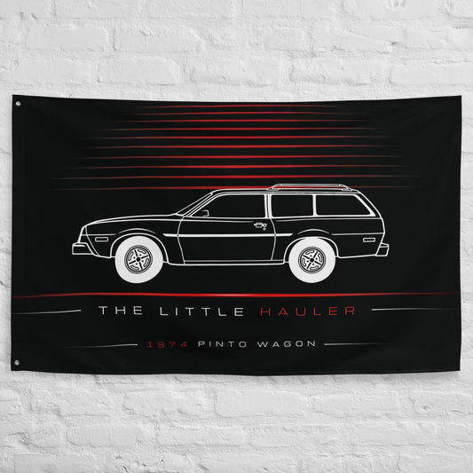 Ford Pinto Wagon 1974 car silhouette flag - White Brick Wall