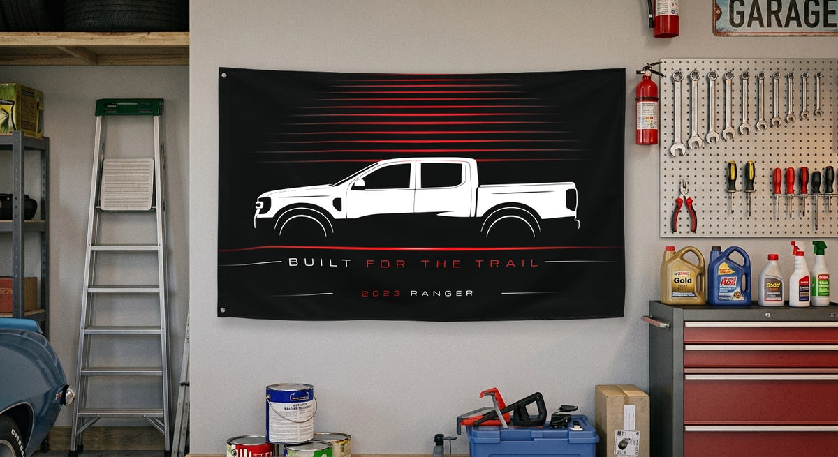 Ford Ranger 2023 car silhouette flag - Garage Wall