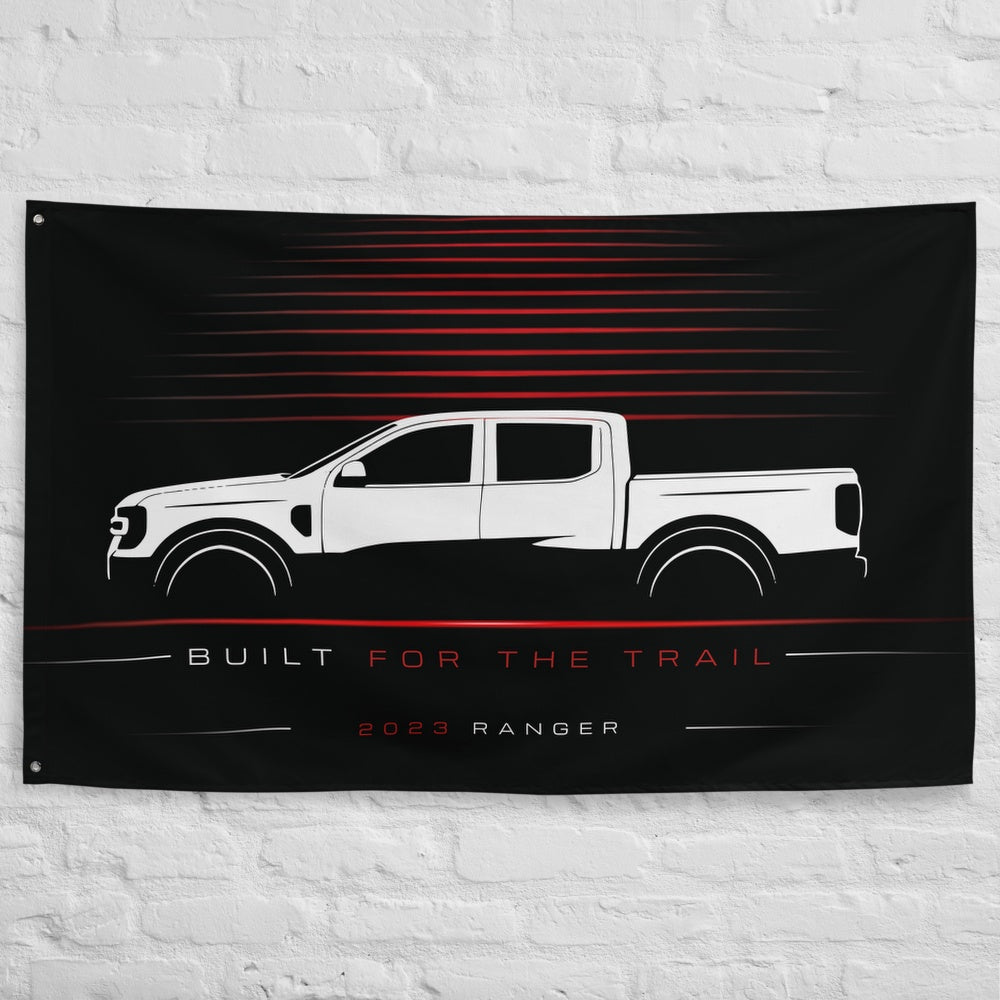 Ford Ranger 2023 car silhouette flag - White Brick Wall