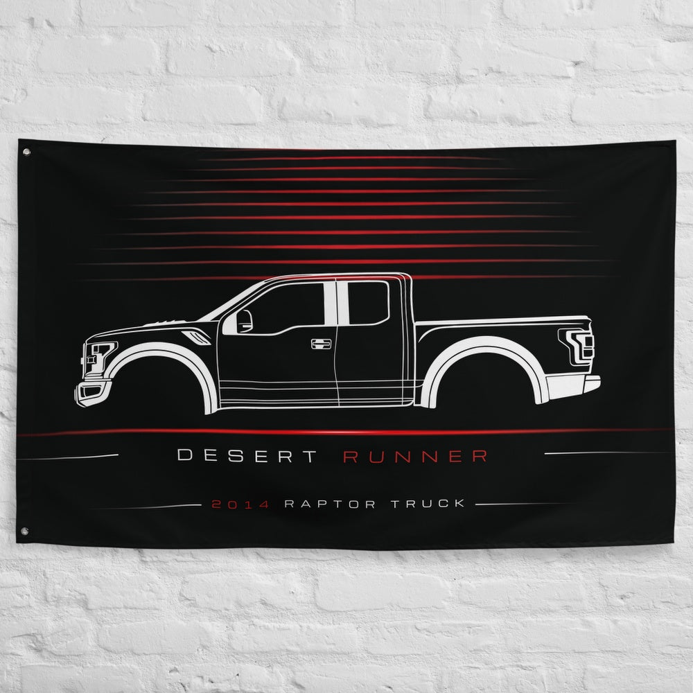 Ford Raptor Truck 2014 car silhouette flag - White Brick Wall