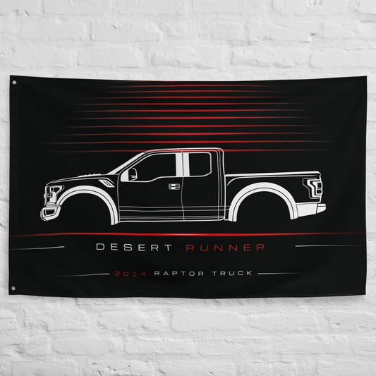 Ford Raptor Truck 2014 car silhouette flag - White Brick Wall