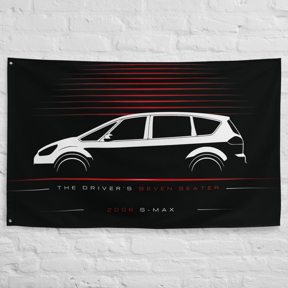 Ford S-MAX 2006 car silhouette flag - White Brick Wall