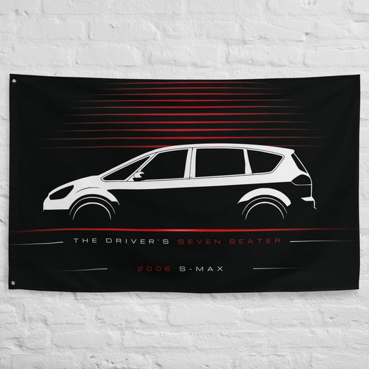 Ford S-MAX 2006 car silhouette flag - White Brick Wall