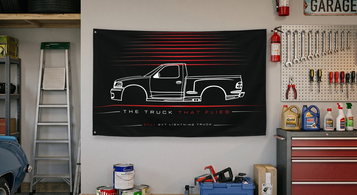 Ford SVT Lightning Truck 2001 car silhouette flag - Garage Wall