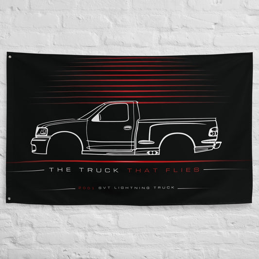 Ford SVT Lightning Truck 2001 car silhouette flag - White Brick Wall