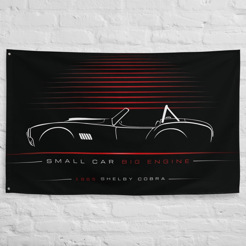 Ford Shelby Cobra 1965 car silhouette flag - White Brick Wall