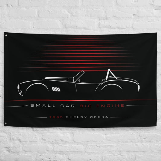 Ford Shelby Cobra 1965 car silhouette flag - White Brick Wall