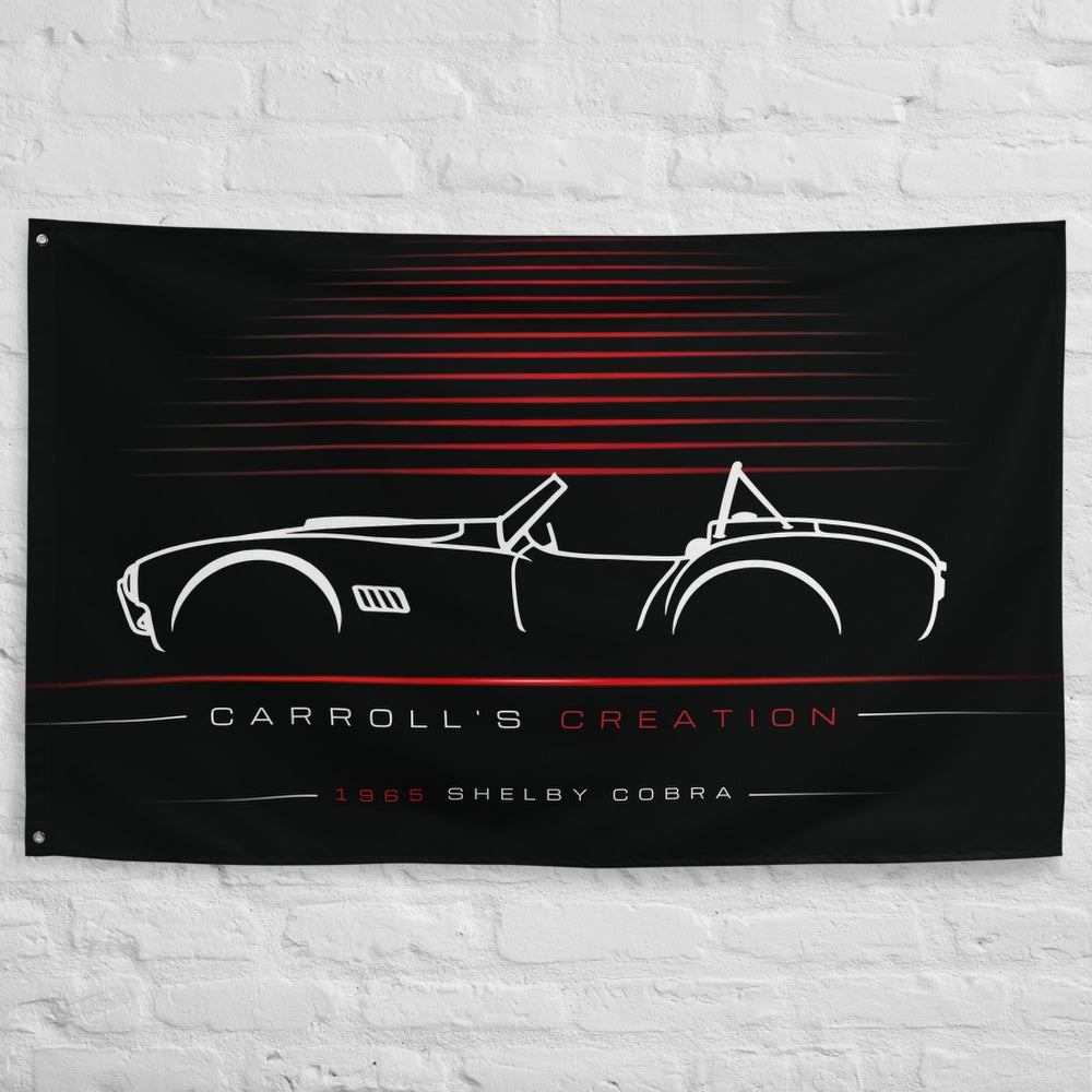 Ford Shelby Cobra 1965 car silhouette flag - White Brick Wall