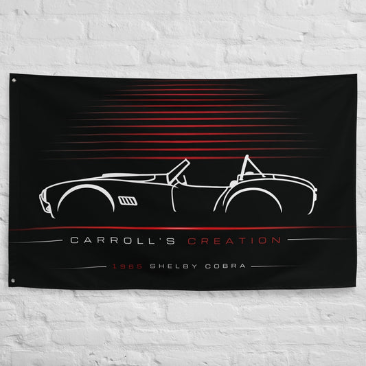 Ford Shelby Cobra 1965 car silhouette flag - White Brick Wall
