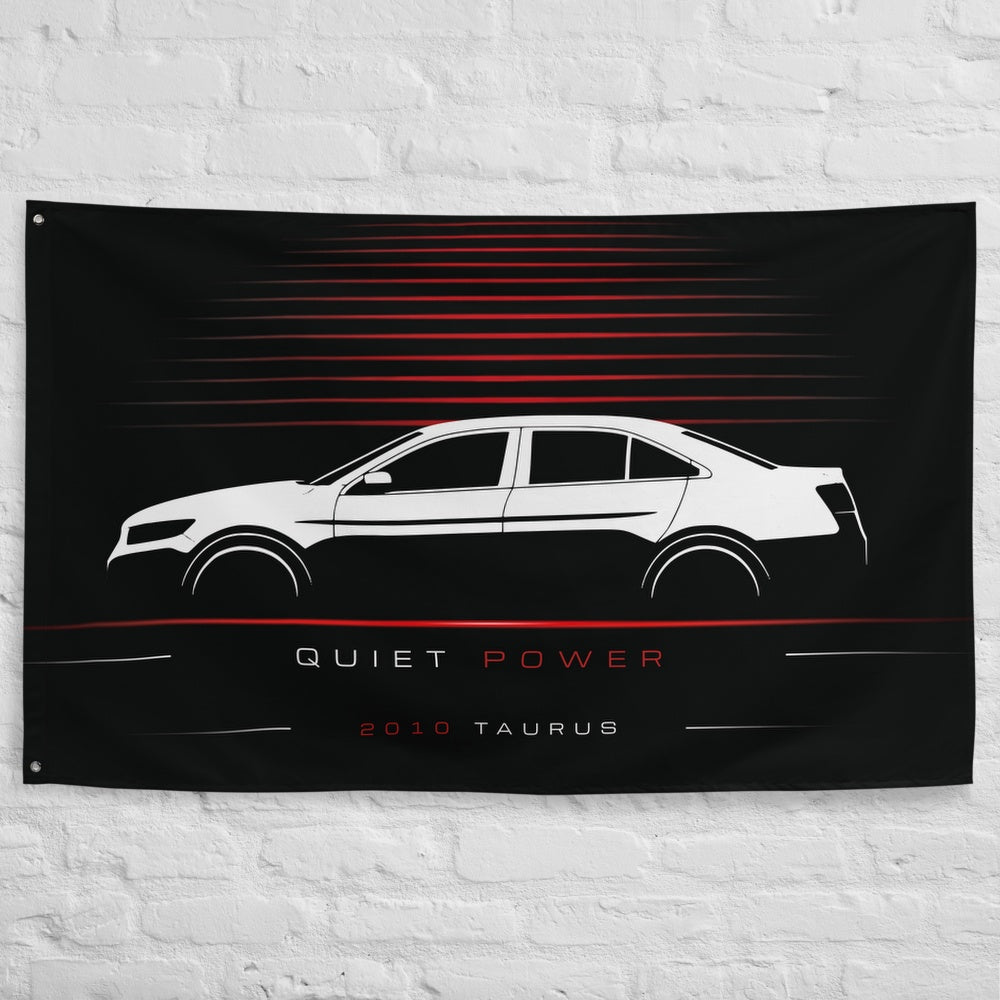 Ford Taurus 2010 car silhouette flag - White Brick Wall