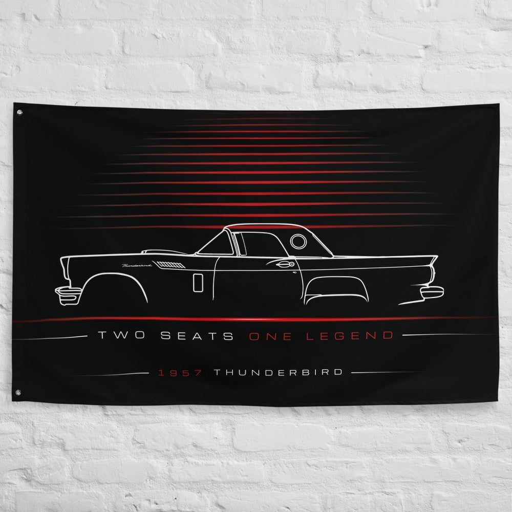 Ford Thunderbird 1957 car silhouette flag - White Brick Wall