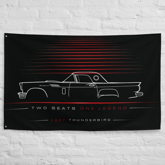 Ford Thunderbird 1957 car silhouette flag - White Brick Wall