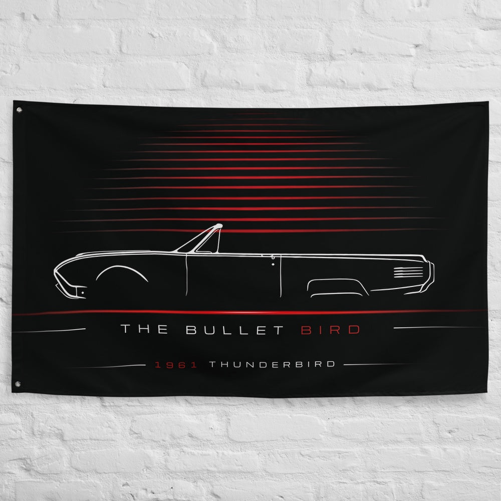 Ford Thunderbird 1961 car silhouette flag - White Brick Wall