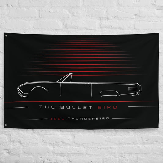 Ford Thunderbird 1961 car silhouette flag - White Brick Wall