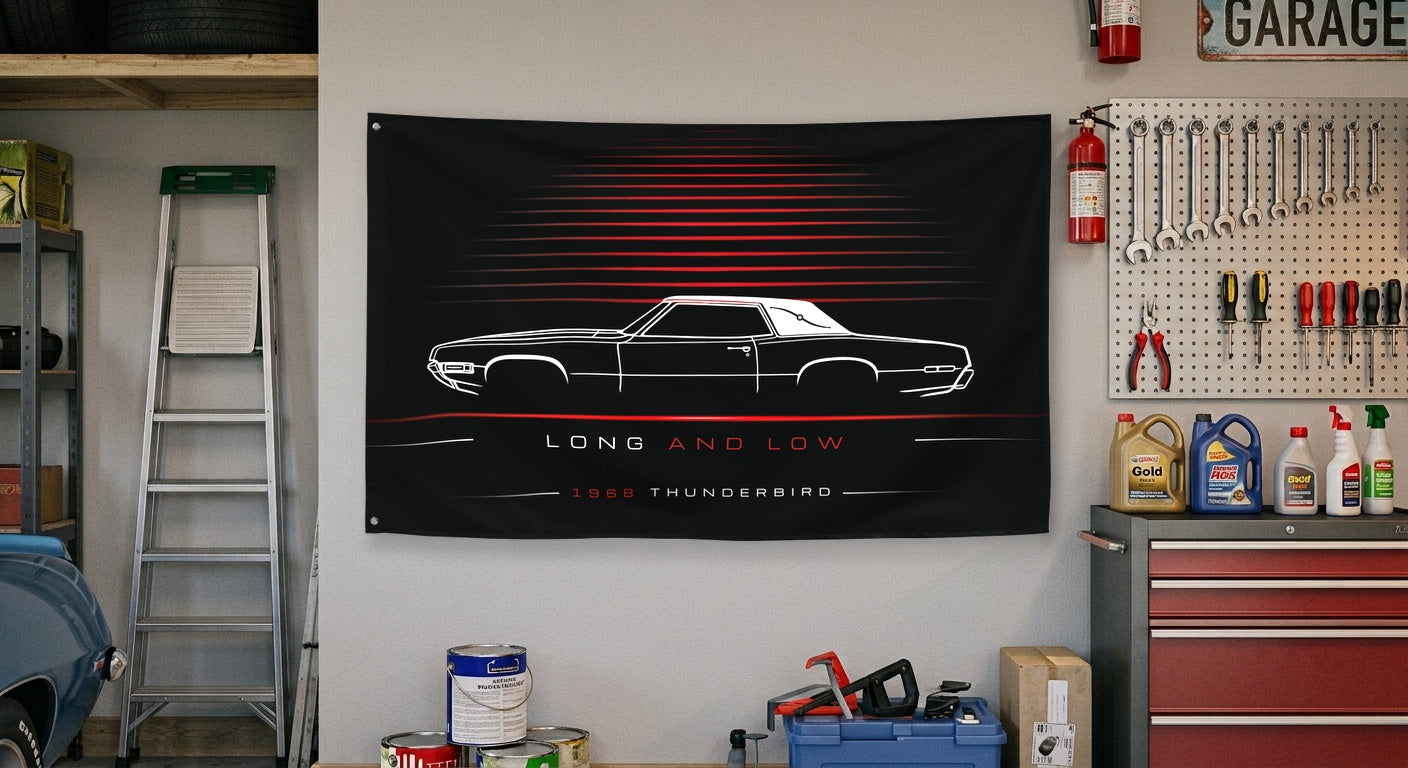 Ford Thunderbird 1968 car silhouette flag - Garage Wall